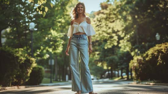 Wide Leg Jeans kombinieren im Sommer